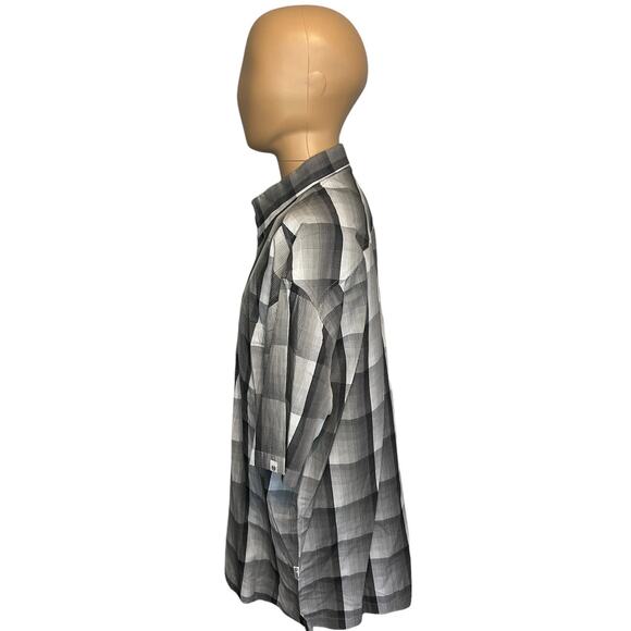 Phat Farm Woven Button Down 100% Cotton Mens Size 2XL Black/White/Gray Checkered - Picture 3 of 11